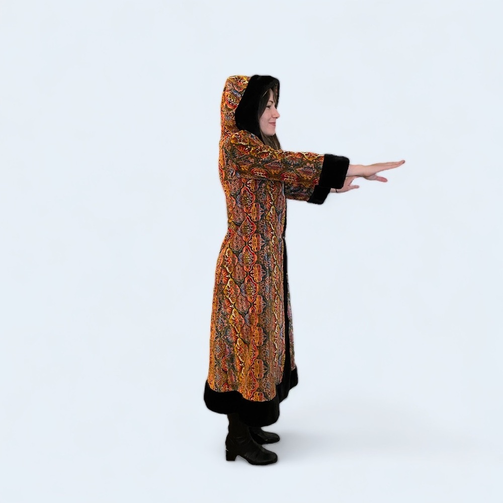 discount available! Hippie Vintage Tapestry Penny Lane Coat 1960s 1970s small - Picture 2 of 7